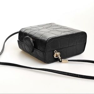 Black leather hard shell small crossbody purse